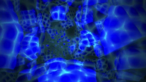 Abstract Blue 3d Geometric Patterns Pulsate in a High speed Kaleidoscopic A.. Stock Footage 343684916