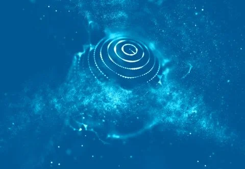 Abstract blue 3d Illuminated distorted Mesh Sphere . Neon Sign . Futuristic 库存插图