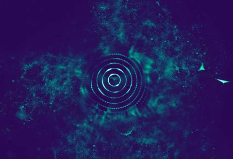 Abstract blue 3d Illuminated distorted Mesh Sphere . Neon Sign . Futuristic Stock Illustration