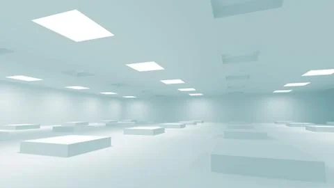 Abstract blue 3d interior with square lights Ilustración de archivo