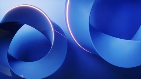 Abstract blue 3d motion loop with glowing neon edges and geometric curved r.. Vidéo 327342729