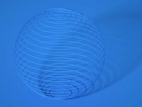 Abstract blue 3d object with shadow, sphere mesh Stock Illustration