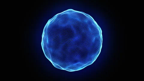 Abstract blue 3d sphere background. Glowing sphere of digital particles Stock Footage 339801012