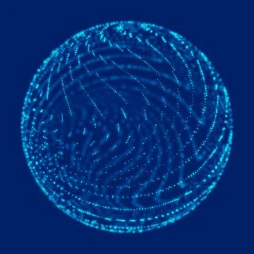 Abstract blue 3d sphere made of points. Futuristic technology style. Sphere Stock Illustration
