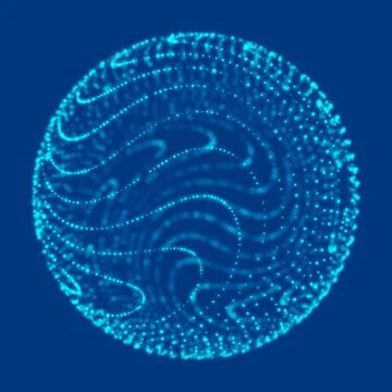 Abstract blue 3d sphere made of points. Futuristic technology style. Sphere p Stock Illustration