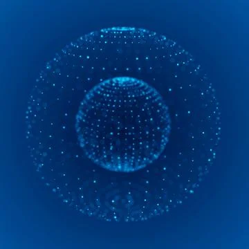 Abstract blue 3d sphere made of points. Equalizer for music. Futuristic techn Stock Illustration