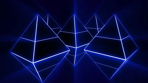 Abstract blue 3D triangle neon futuristic looping background Stock Footage 230553834