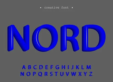 Abstract blue 3d typography symbol, vector set, latin typescript alphabet col Stock Illustration