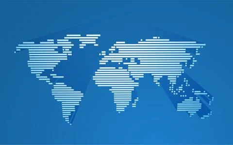 Abstract blue 3D world map Stock Illustration