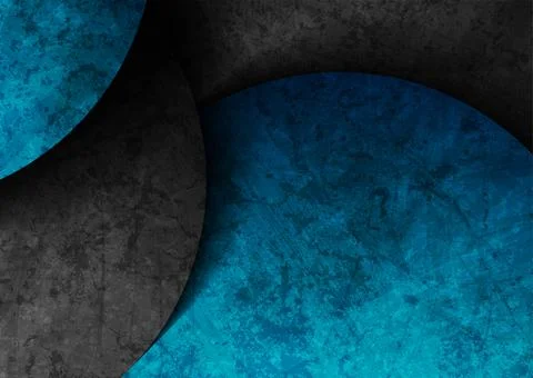 Abstract blue and black big circles grunge geometric background イラスト素材