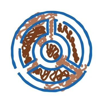Abstract blue and brown circular maze drawing Stock Illustration