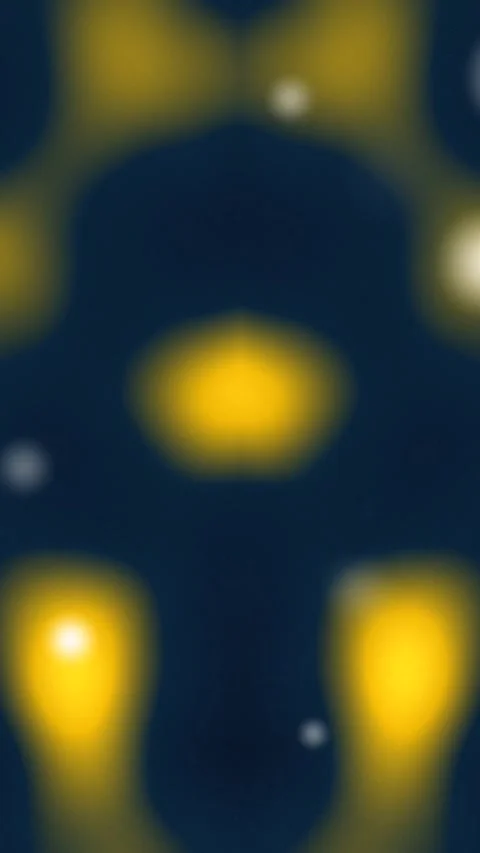 Abstract Blue and Gold Blurred Light Pattern with Symmetrical Organic Shapes Stock Footage 342945100