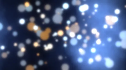 Abstract blue and gold glowing bokeh particles floating in dark background Stock-Footage 344520715