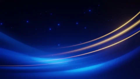 Abstract blue and gold light curves in space Stock Footage 284014448