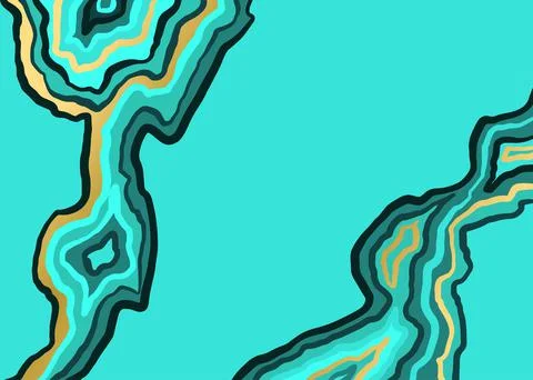 Abstract blue and gold pattern. Agate slice ripple texture imitation. Vector Illustrazione stock