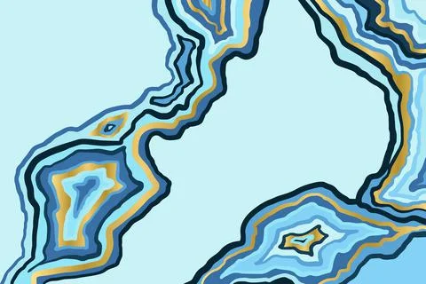 Abstract blue and gold pattern. Agate slice ripple texture imitation. Vector Stock Illustration