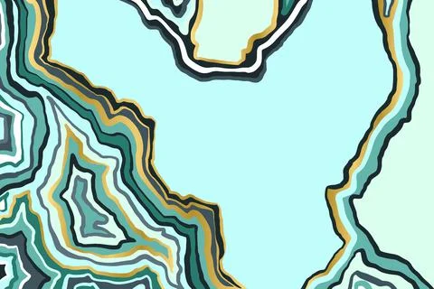Abstract blue and gold pattern. Agate slice ripple texture imitation. Vector イラスト素材