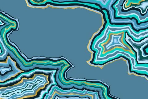 Abstract blue and gold pattern. Agate slice ripple texture imitation. Vector 스톡 일러스트