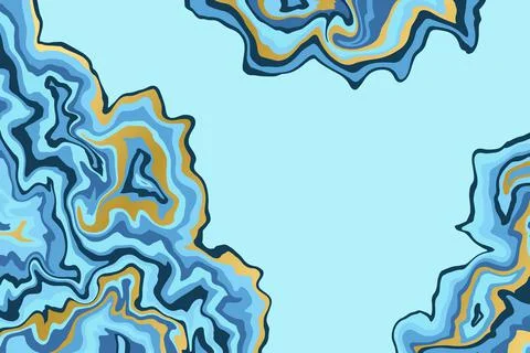 Abstract blue and gold pattern. Agate slice ripple texture imitation. Vector 스톡 일러스트