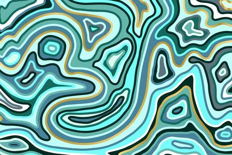 Abstract blue and gold pattern. Agate slice ripple texture imitation. Vector Stock Illustration