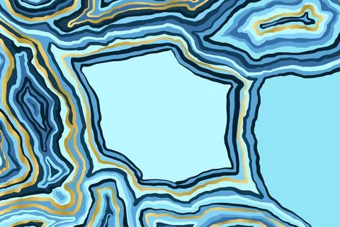Abstract blue and gold pattern. Agate slice ripple texture imitation. Vector Illustrazione stock