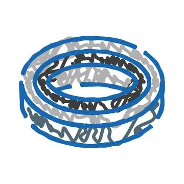 Abstract blue and gray concentric scribble line design 库存插图