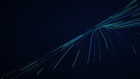Abstract blue and green digital data lines flowing on dark background 動画素材 342792049