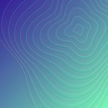 Abstract Blue and Green Gradient Background with Thin Topographic Contour L.. Illustrazione stock