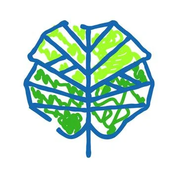 Abstract blue and green leaf drawing artwork Illustrazione stock