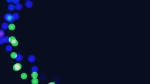 Abstract Blue and Green Particles Moving on Dark Background Stock Footage 336960643