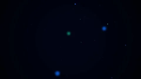Abstract blue and green particles floating in dark space during night with .. Stock Footage 344287778