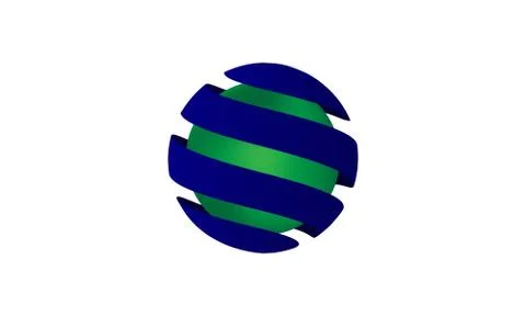 Abstract blue and green vector with circle or orb surrounded by loops Stock Illustration