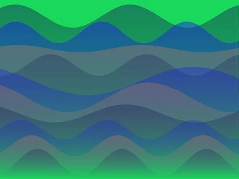 Abstract blue and green wave pattern with layered fluid shapes and gradient.. Illustrazione stock