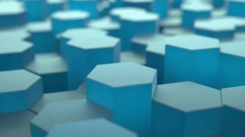 Abstract blue and grey hexagons moving up and down Video stock 333831237