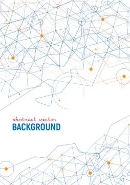 Abstract blue and orange background. Vector lines and dots Stockillustratie