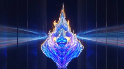 Abstract blue and orange digital energy flame Stock Footage 331452082
