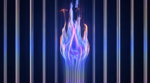 Abstract blue and orange digital flame effect Stock Footage 331455959