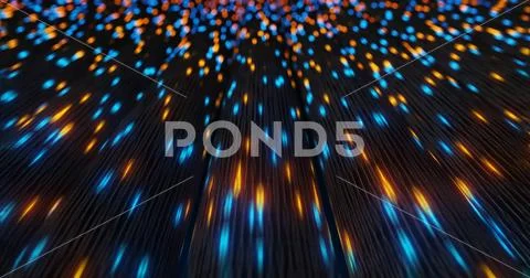 Abstract blue and orange digital binary code matrix background with flare. Stock Illustration