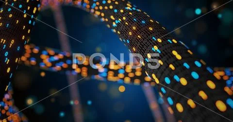 Abstract blue and orange digital binary code matrix background with flare. Stock Illustration