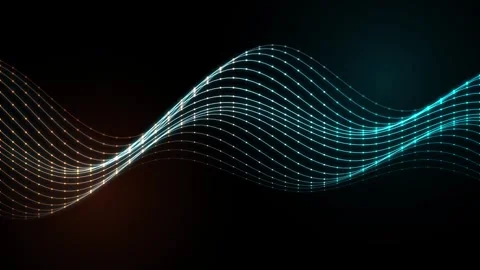 Abstract blue and orange glowing dot wave pattern on dark background smooth Stock Footage 346865794
