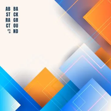 Abstract blue and orange gradient color geometric squares overlapping backgro Stock Illustration