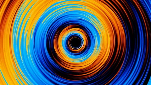 Abstract blue and orange hypnotic rotating spiral loop animation Stock Footage 234613818