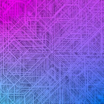 Abstract blue and pink colored futuristic techno pattern. 3d illustration Stock Illustration