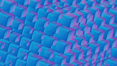 Abstract Blue and Pink Cubes in a Geometric 3D Pattern Stock Illustration