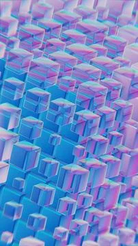 Abstract Blue and Pink Cubes in a Geometric 3D Pattern Stock Illustration