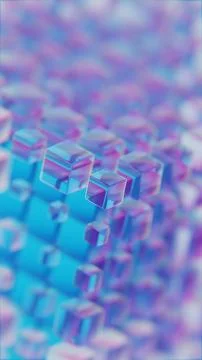 Abstract Blue and Pink Cubes in a Geometric 3D Pattern Stock Illustration