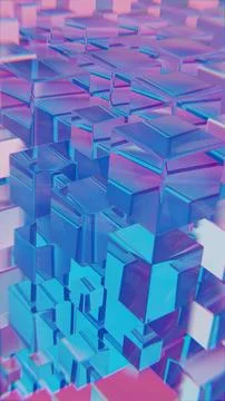 Abstract Blue and Pink Cubes in a Geometric 3D Pattern Stock Illustration