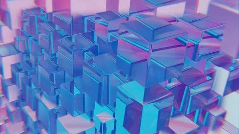 Abstract Blue and Pink Cubes in a Geometric 3D Pattern Illustrazione stock