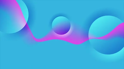 Abstract blue and pink fluid wave motion background with gradient shiny circles Stock Footage 337410864