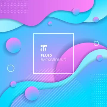 Abstract blue and pink gradient color fluid flow shapes circles elements back Stock Illustration